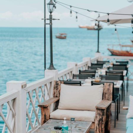 Outdoor seating with ocean view