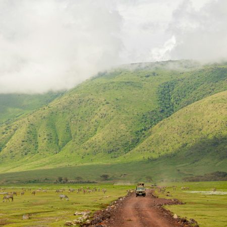 Safari jeep in Ngorongoro Crater