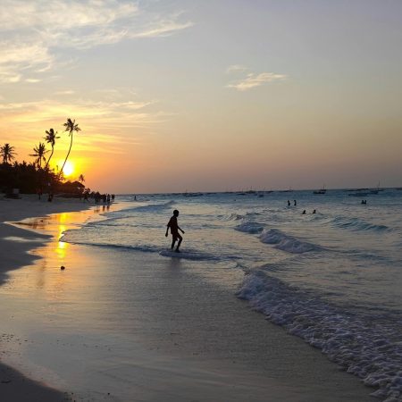 Serene beach sunset in Zanzibar